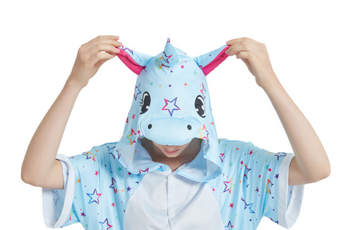 Blue Star Unicorn Adult Summer Onesie