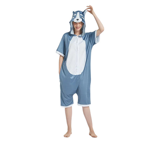 Grey Husky Dog Adult Summer Onesie