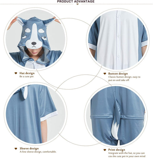 Grey Husky Dog Adult Summer Onesie