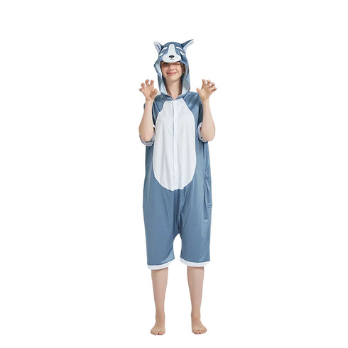 Grey Husky Dog Adult Summer Onesie