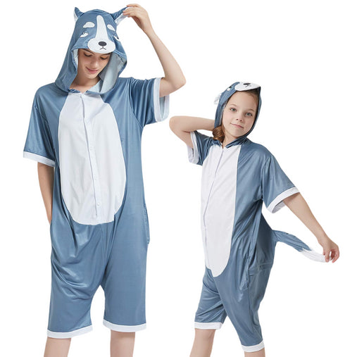 Grey Husky Dog Adult Summer Onesie